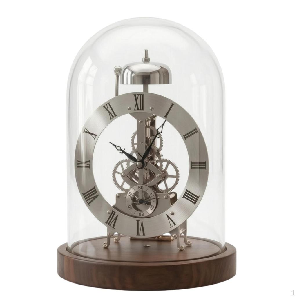 Mechanical Style Clock VintageInfluenced with Dome Decorative for Shelf, Living Room, Office