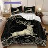 Deer Pattern Bedding Quilt Set Quilt Cover Pillowcase Home Decoration Birthday Gift (1 * Duvet Cover + 2 * Pillowcase, Without Core)