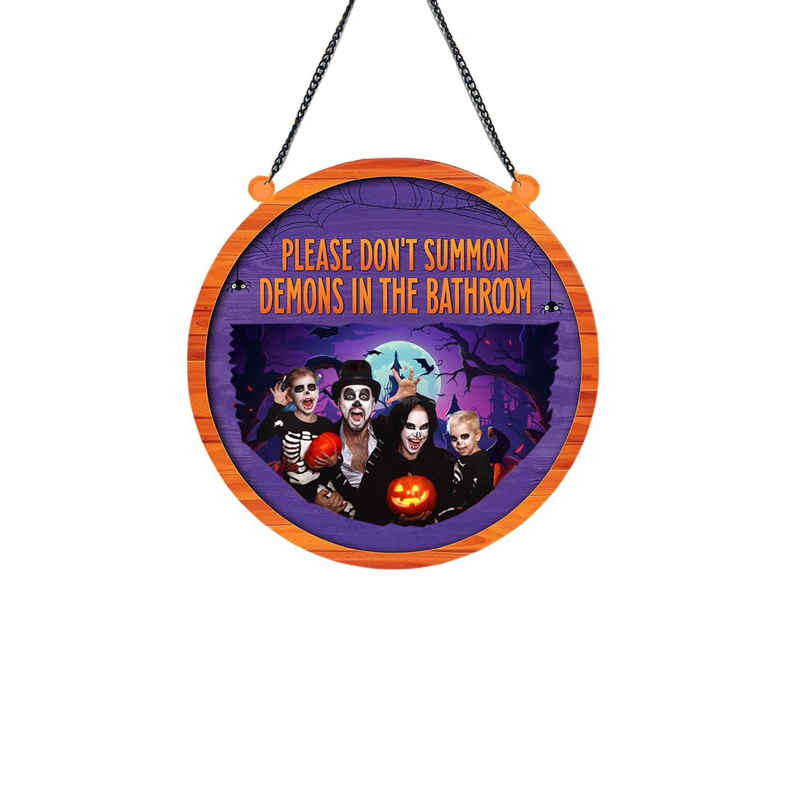 

Personalized Custom Photo Halloween Party Layout Hanging Ornaments Decorative Horror Atmosphere Props Wooden Plaque One Size