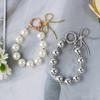 Delicate Keychain with Beaded Bowknot Phone Charm Unique Keyring Bag Pendant for Car Key Wallet Backpack Purse