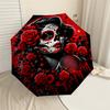 1PC Day of the Dead, Sugar Skull Umbrella-8-Rib Reinforced, Automatic Open, Lightweight & Durable, Fashion Accessory for Outdoor, H0380
