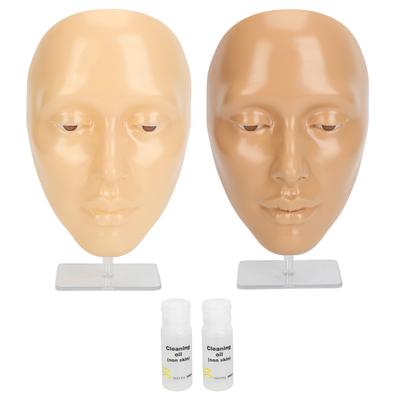 2 Set Makeup Practice Face 5D Silicone Full Face Makeup Mannequin Face with Stand for Emerging