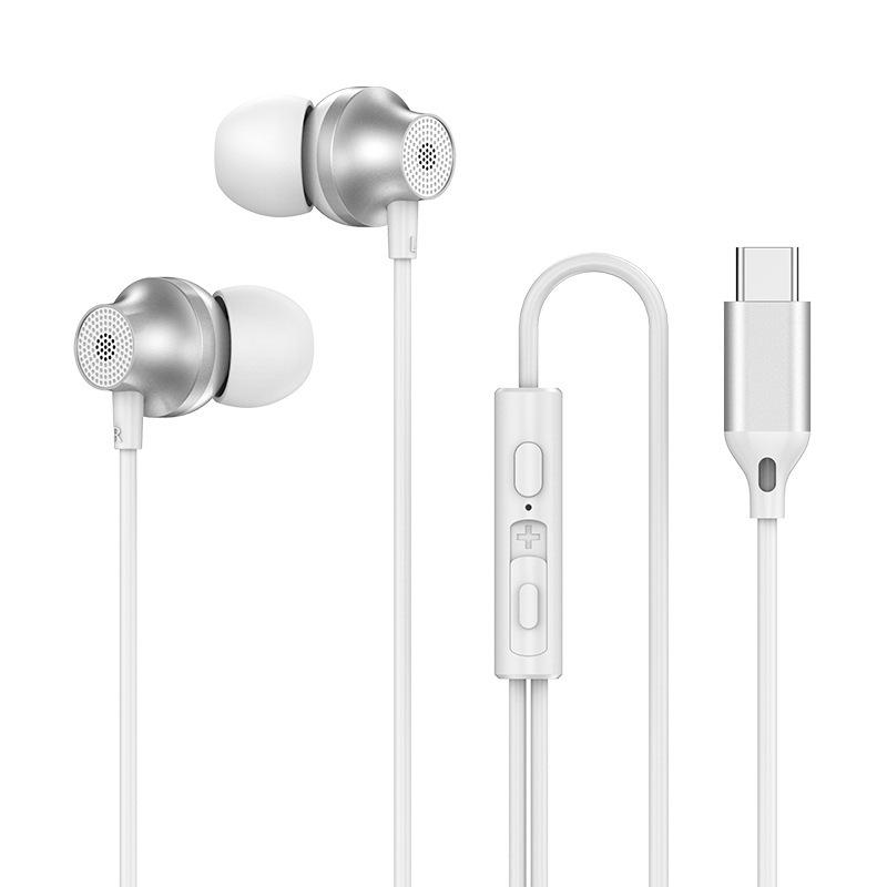 Copper Driver Hifi Sports Headphones In-ear Type-c Wire-controlled Earphones Bass Music Headset for