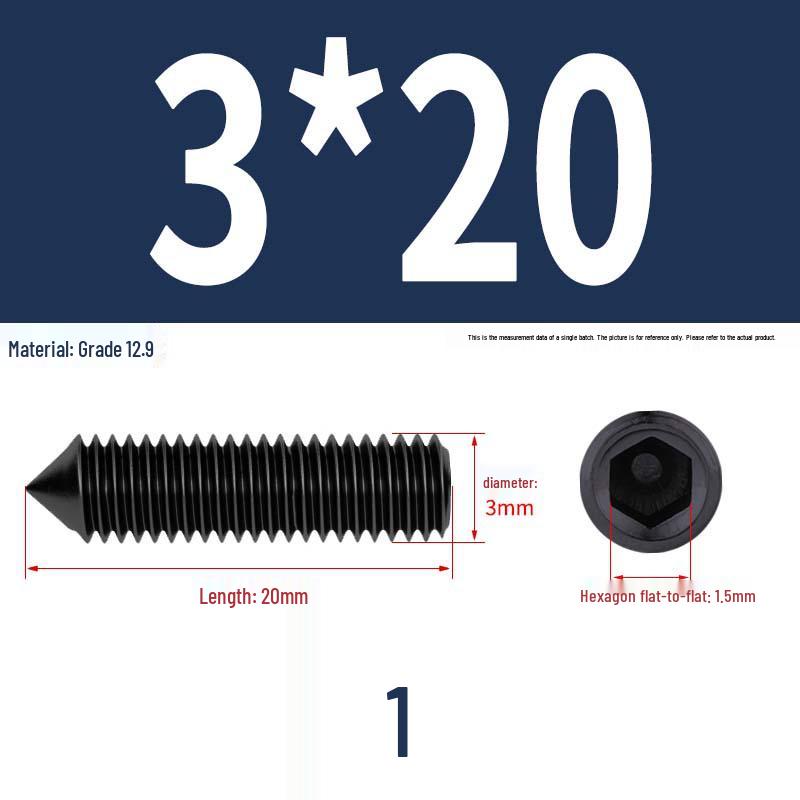 12.9 Edelstahl 304 Innensechskant Kegelspitze Gewindestift M2/M3