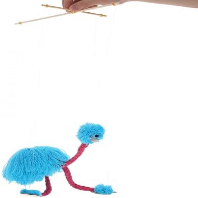 TOYANDONA Plüsch Straußen Marionette Puppe Tierform Lebhaftes Design Interaktives für Junge Mädchen Fingerfertigkeit Kreativität Himmelblau