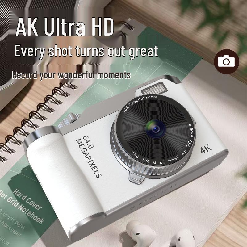 Retro 4K HD Digital Camera for Kids - Entry-Level with Telephoto Lens