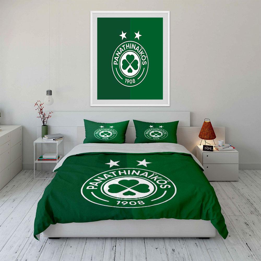 Set Biancheria da Letto Verde Panathinaikos Set Copripiumino Copripiumino Federe (1 * Copripiumino 2 * Federe, senza piumino)