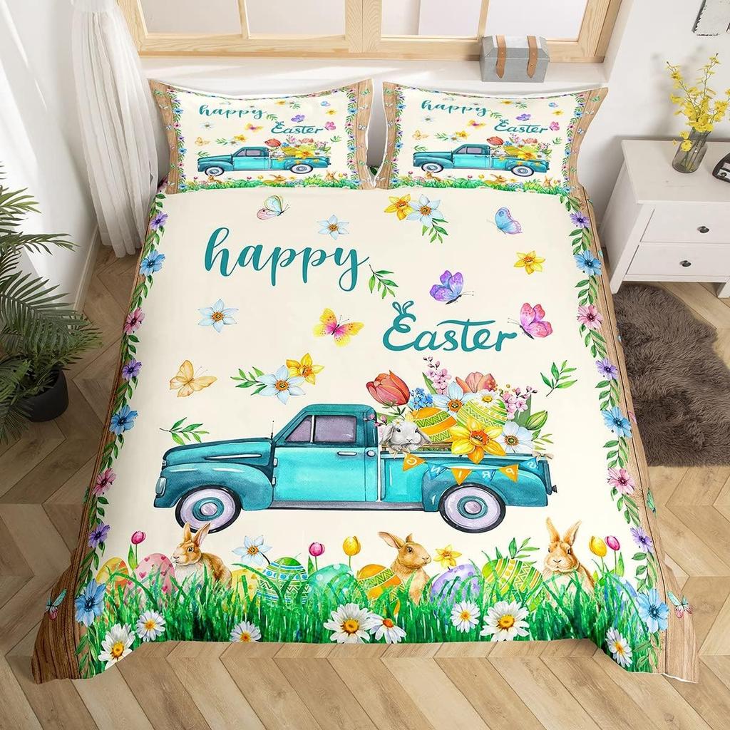 Easter Egs Soft Duvet Cover Easter Beding Set,Rabit Tail Warm Comforter Cover Lovely Carton Rabit Pet Animal Comfortable Quilt Cover Single Quen