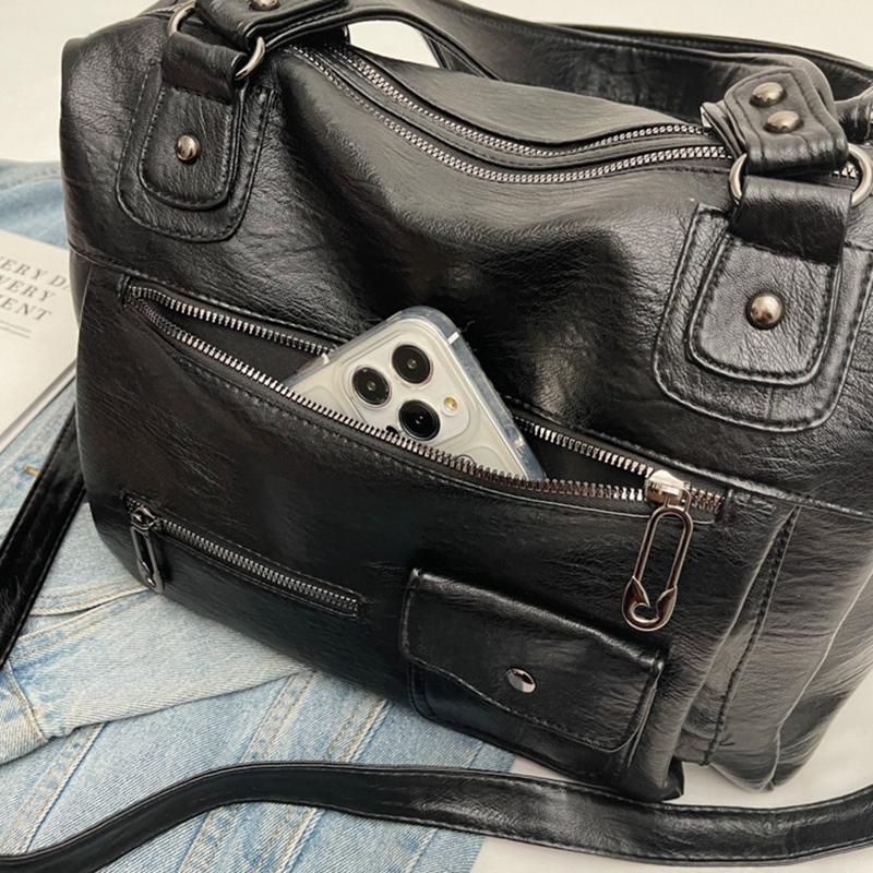 Vintage kabelka tote z PU kůže v evropském stylu Dámská velkokapacitní ležérní kabelka přes rameno crossbody Módní KTY