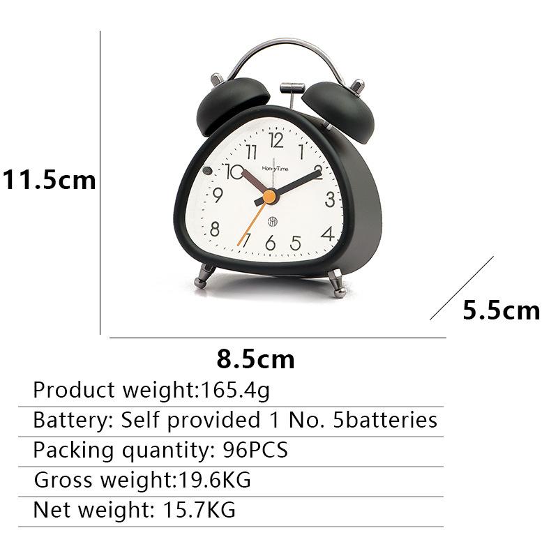 Large Volume, Desktop for Bedroom, Small Alarm Clock for Household Bell, Triangular Metal Mini Alarm Clock for Junior High School Students