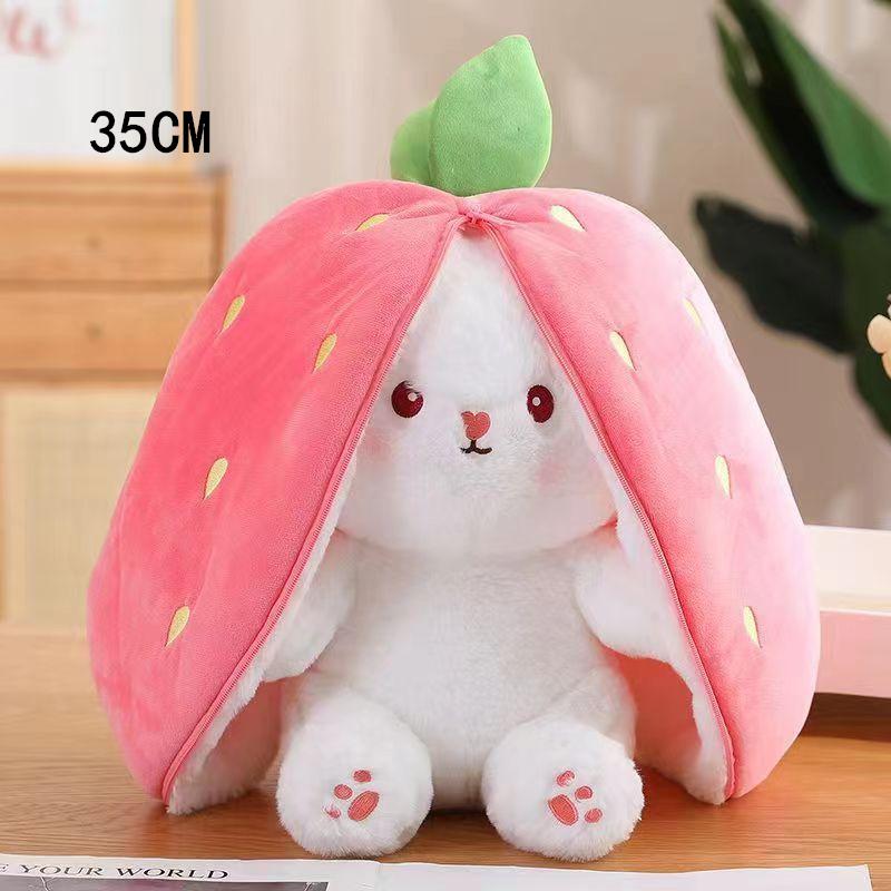 Cute And Charming Fruit Bunny Plush Toy Adorable Carrot Strawberry Turn Into Rabbit Plush Toy Children Birth Date Xmas Present Peluches Pequenos