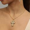 Stainless Steel Cross Pendant Necklace Exquisite Vintage Jewelry Necklace Pearl Necklace  Gift