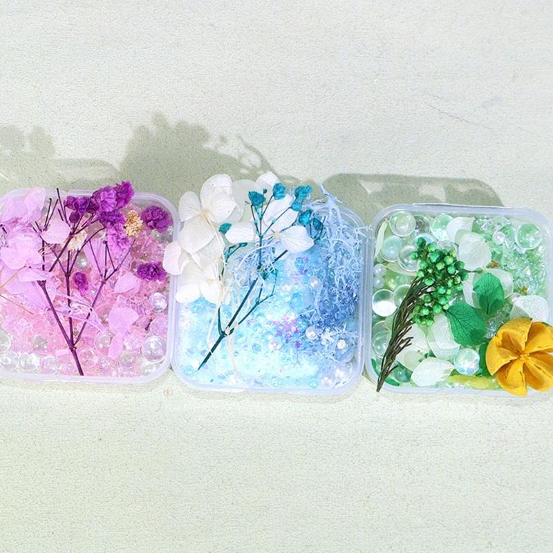 Artistic Dried Floral Arrangement In Resin Featuring Natural Stones And Pearls Lightweight Decorative Accent