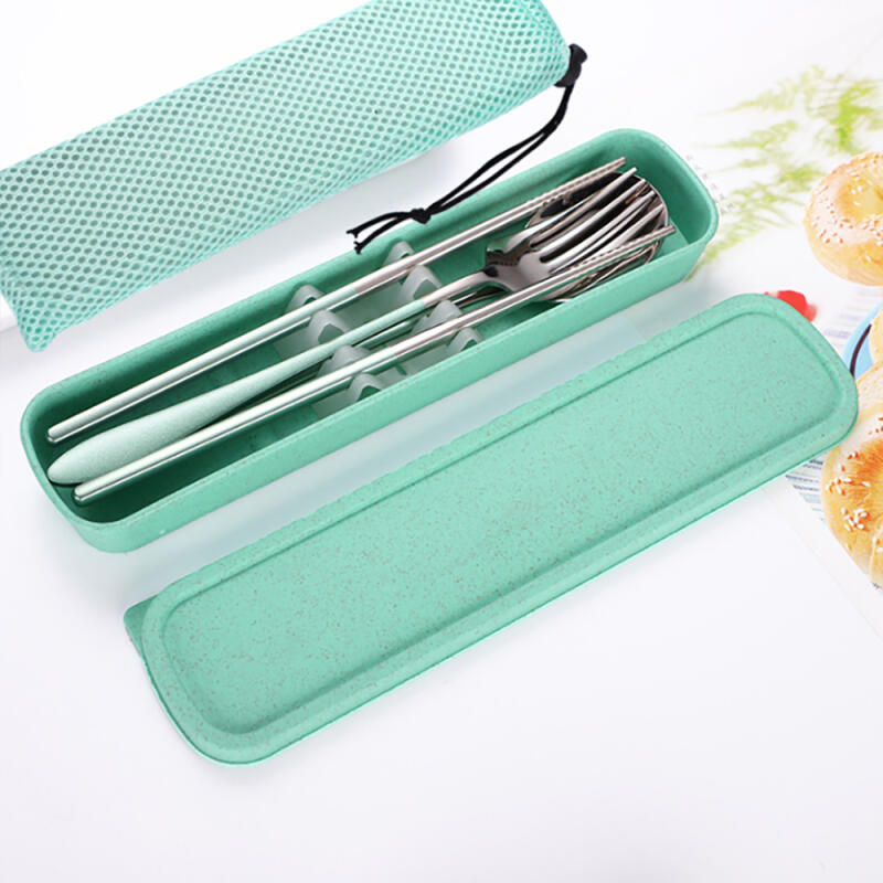 High Cooking Portable Fork and Spoon Set (Green)