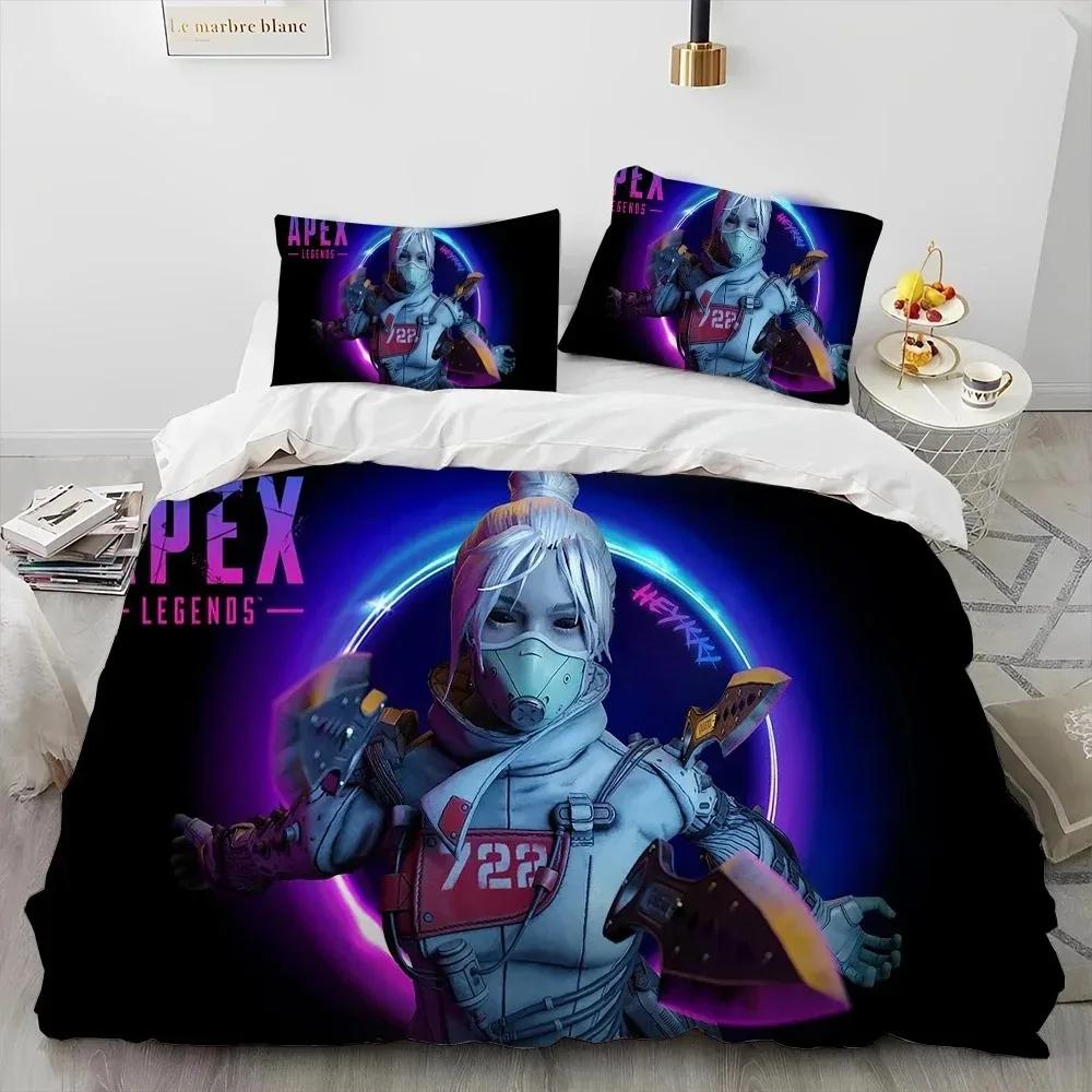 A-Apex Legends Game Gamer Cartoon Dekbed Beddengoed Set Dekbedovertrek Bed Set Dekbedovertrek Kussensloopking Queen Size Beddengoed Set