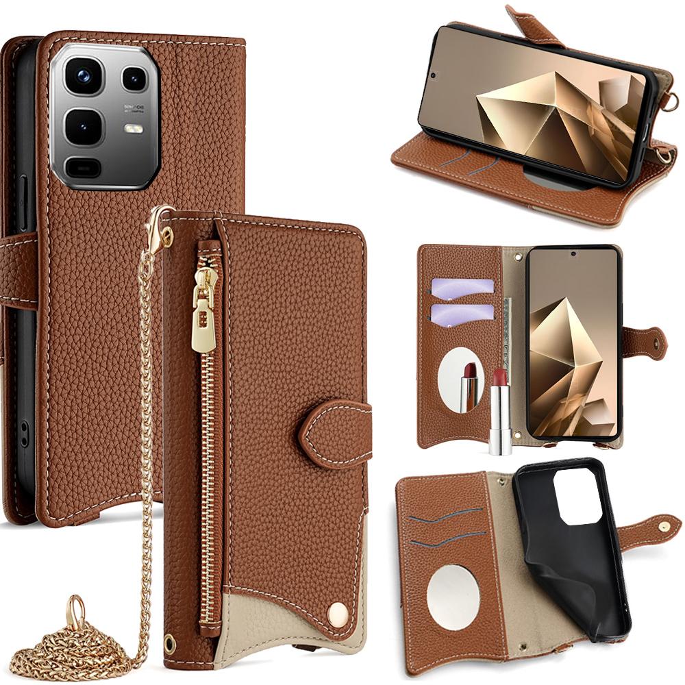 

For Infinix Note 50 4G Leather Case Wallet Stand Cover Irregular Tail Style with Chain Strap E