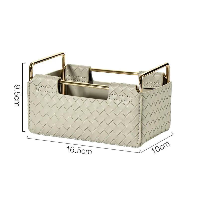 Скандинавский органайзер для ванной и кухни из искусственной кожи, тканый косметический органайзер, коробка для хранения, держатель для кистей для макияжа, корзина для мелочей L &1