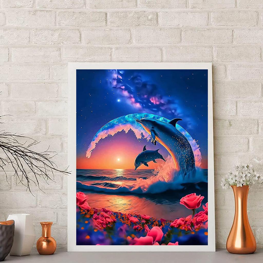 5D DIY Diamond Painting Flower Snowman and Dolphin  Diamond Embroidery Cross Stitch Set Full Rhinestone Mosaic Home Decoration