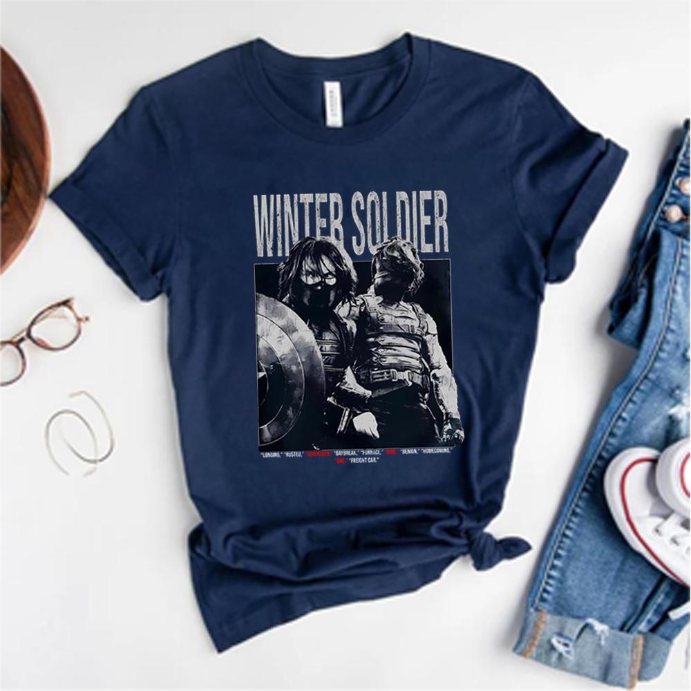 Vintage Winter Soldier T Shirt Bucky Barnes Shirt Retro 90s Tshirt Unisex Short Sleeves Tops Trendy Graphic T Shirts Fan Gifts