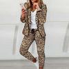 Long Sleeve Blaze Women 2 Pieces Elegant Slim Fit Jacket Formal Office Work Pant Lapel Coat Set