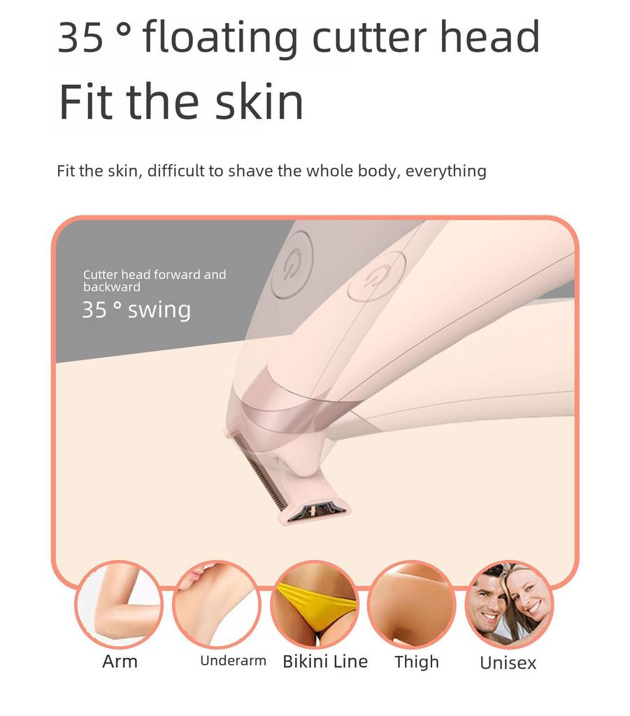 Women's Electric Shaver for Lip, Armpit, Leg, and Pubic Hair Removal