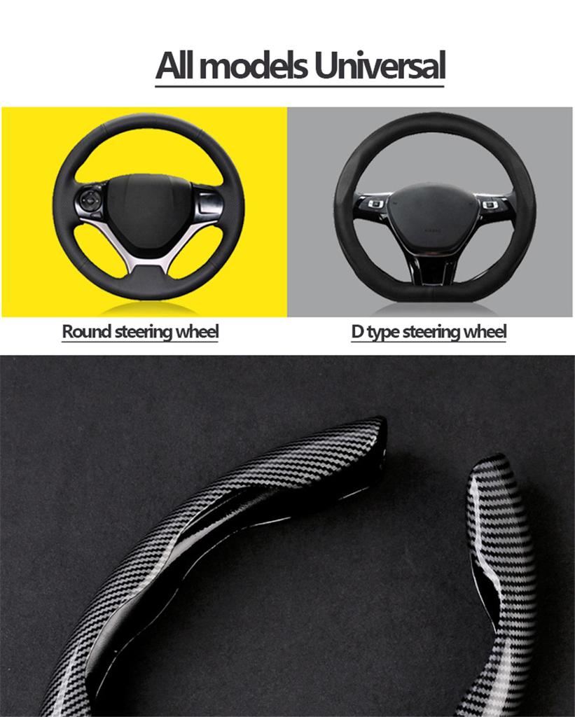 2x 37-38cm Car Steering Wheel Booster Cover Carbon Fiber Look Non-Slip Universal