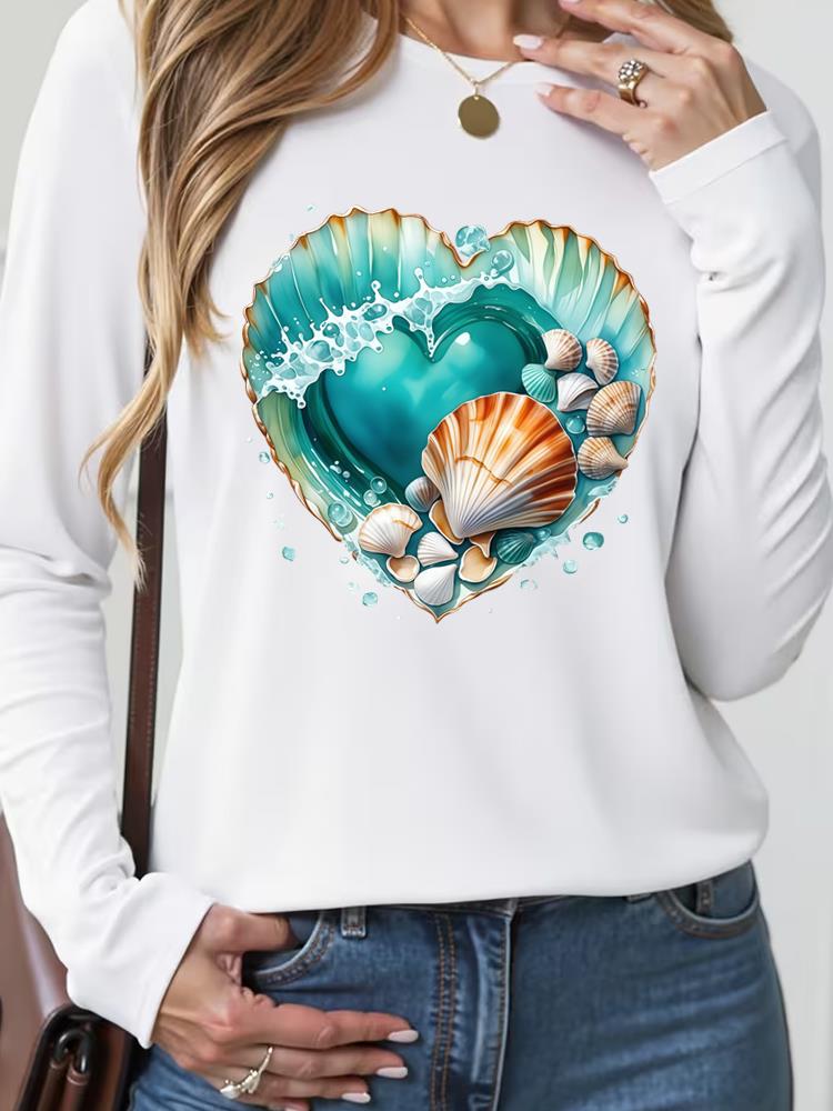 (Asian Size) butterfly style trend Casual Fashion Print T Shirt Tee Women Clothing autumn winter spring Top o-neck Graphic Long Sleeve T-shirts