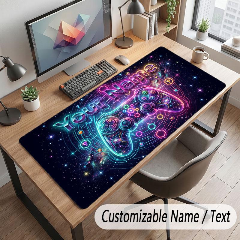 Game Controller Theme Customized Mouse Pad Personalized Print Name Text Desk Mat For Home Office Table Decor
