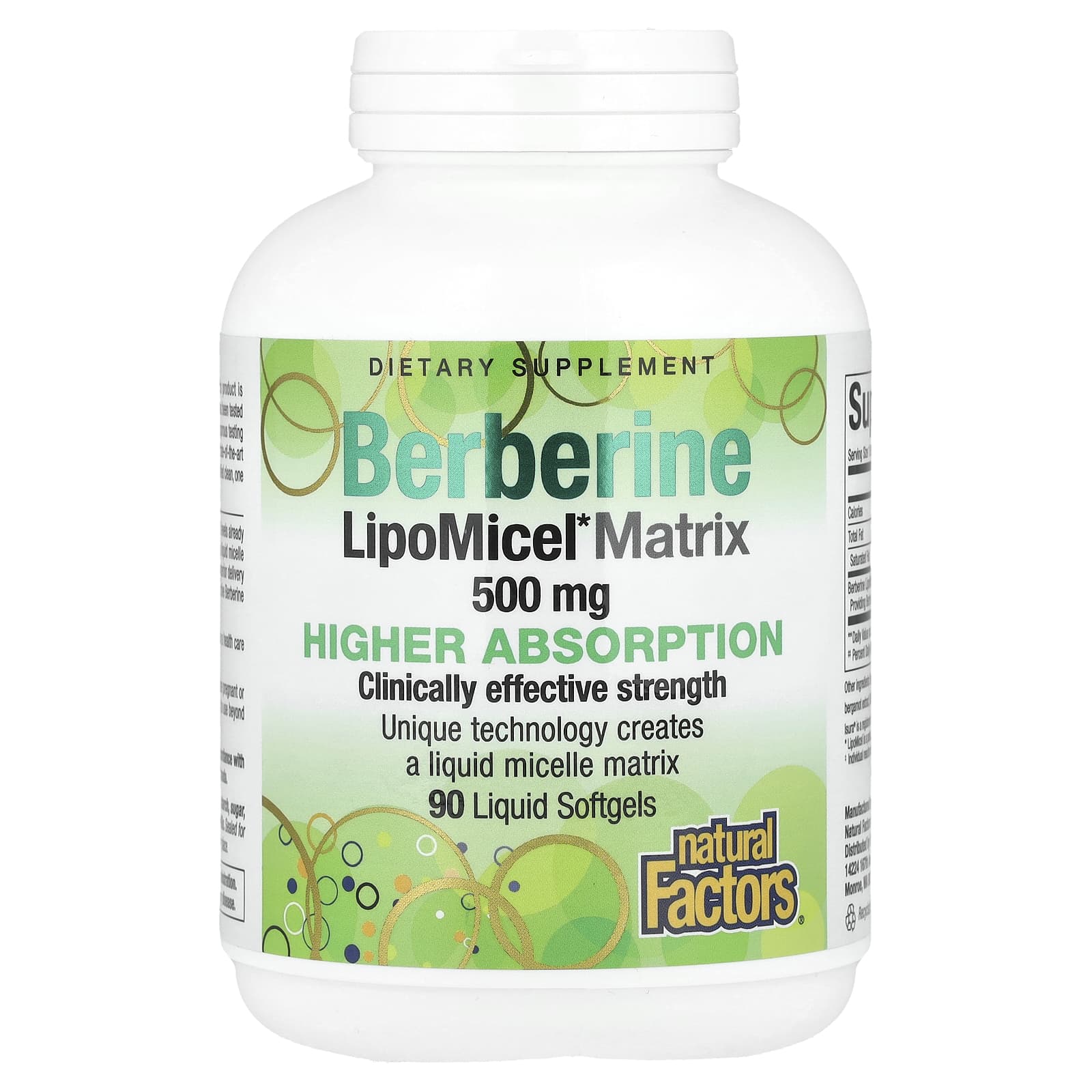 

Berberine, Lipomicel Matrix, 500Mg, 90 Liquid Softgels
