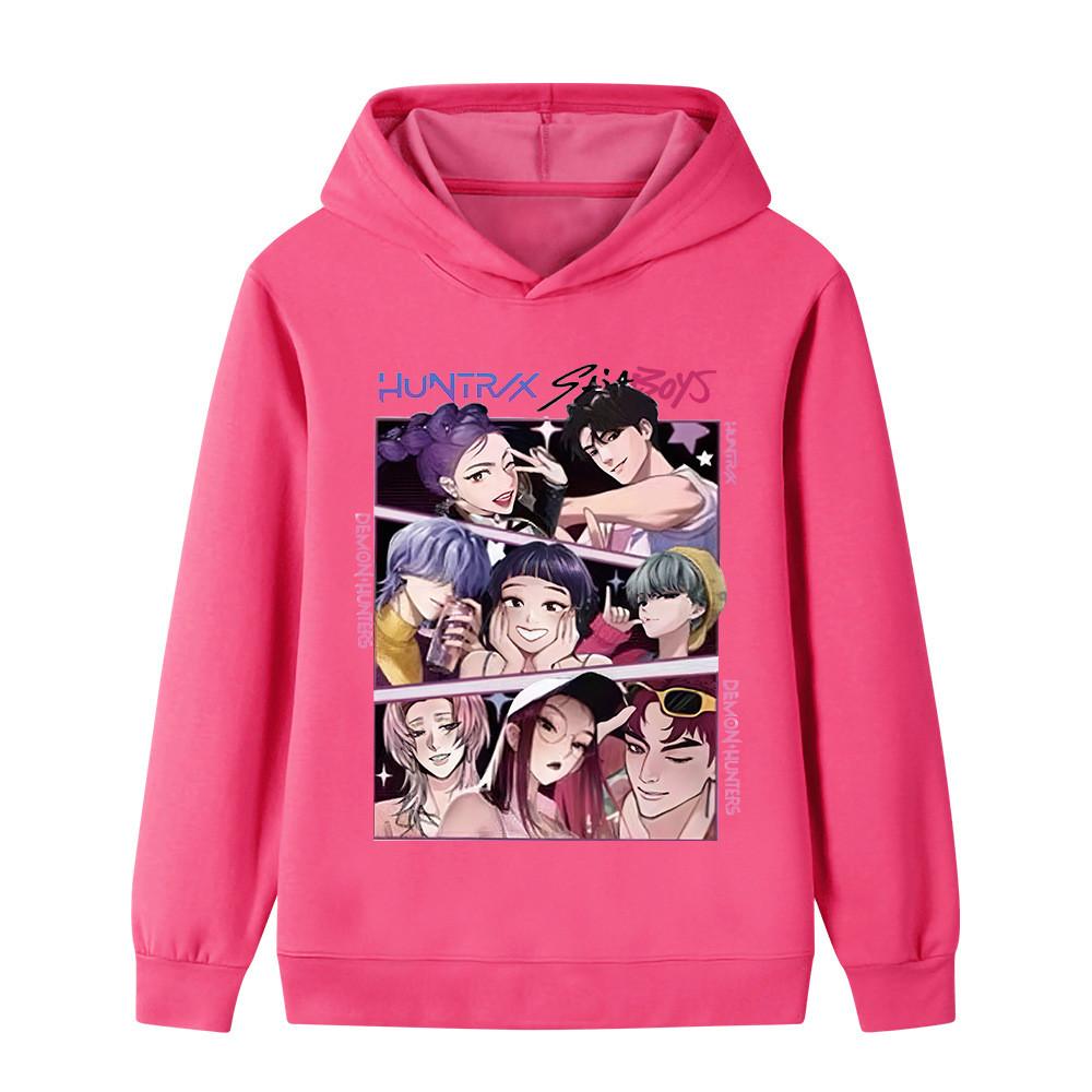 B1224 Kids Boys Girls Sajaboys Kpop Rumi Zoey Mira Print Long Sleeves Hoodie