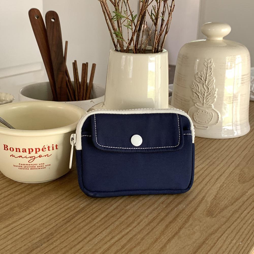 Fashion Solid Color Coin Purse Mini Lightweight Headphone Bag Canvas Cash Wallet Women