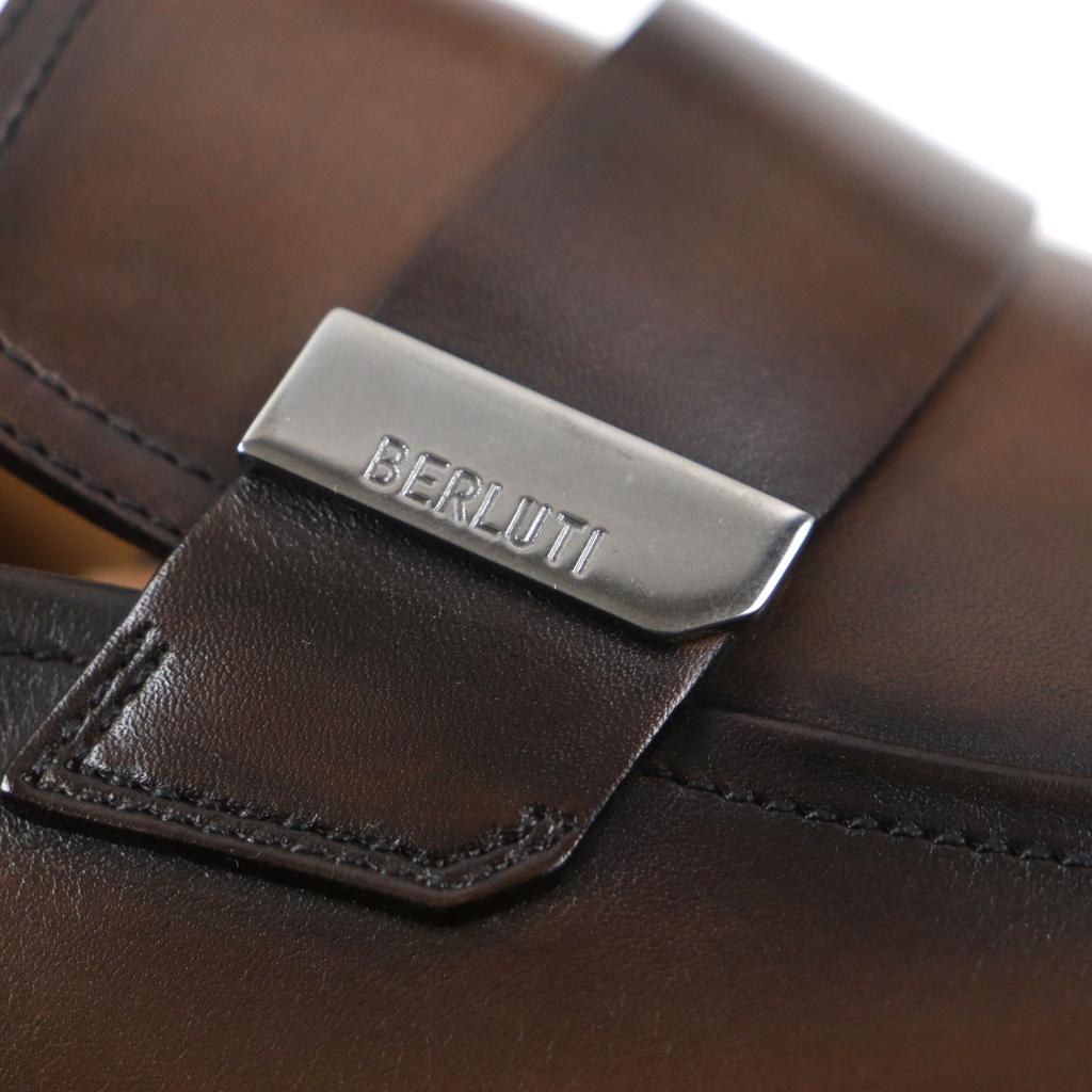 BERLUTI loafers Refret Patine U-tip Logo engraved Metal Brown leather mens 9.5 Used