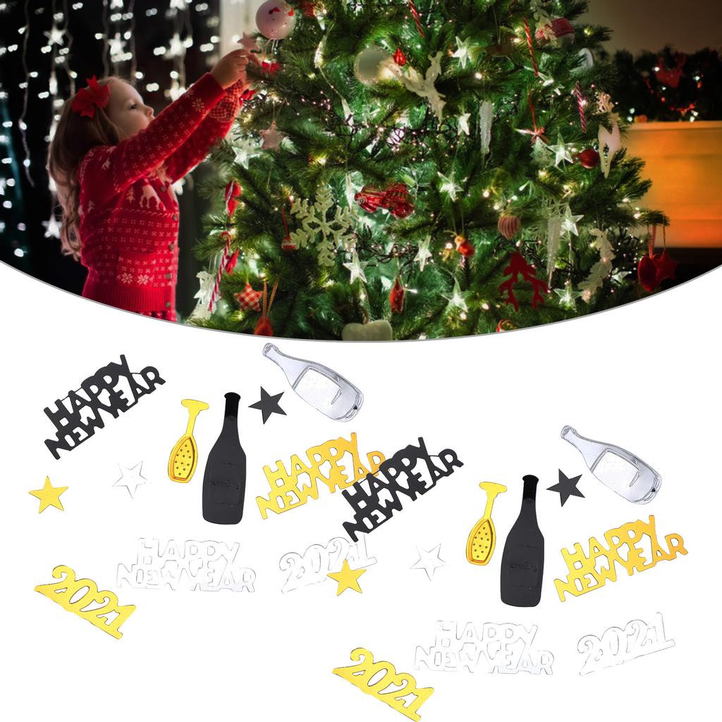 2021 Happy New Year Confetti Confetti Wine Bottle 5‑Star Sequins Christmas Decoration 100g