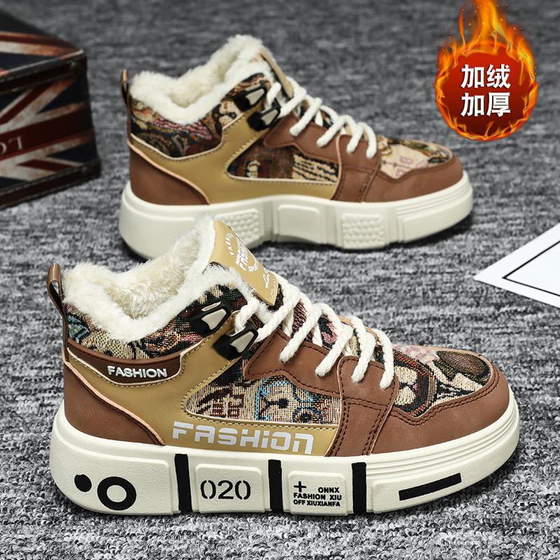 Herrenschuhe 2025 Herbst neuer Trend vielseitige Jugend Sportschuhe Winter Outdoor Samt warm zwei Baumwollschuhe