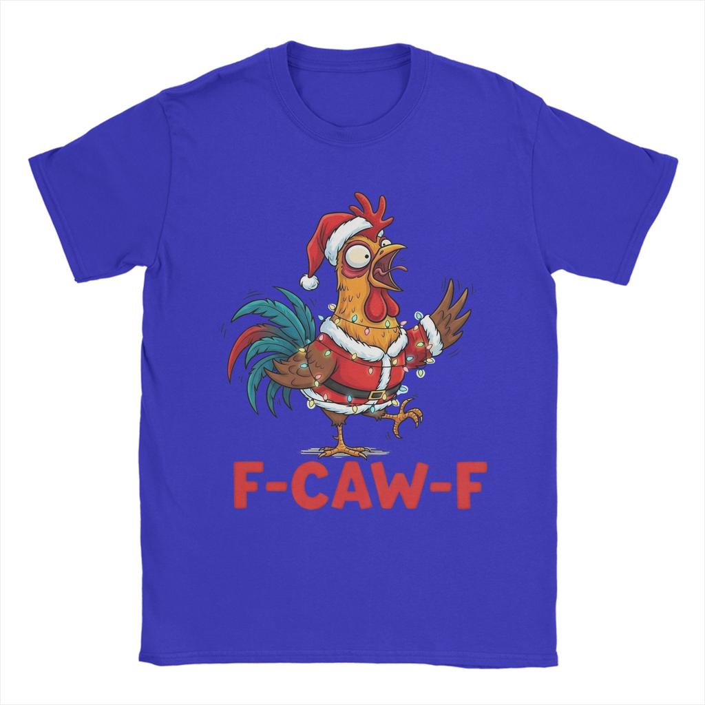 Lustige Weihnachten F-Caw-F Hühner T-Shirts Herren Rundhals Reine Baumwolle T-Shirts Kurzarm T-Shirts Übergrößen Tops