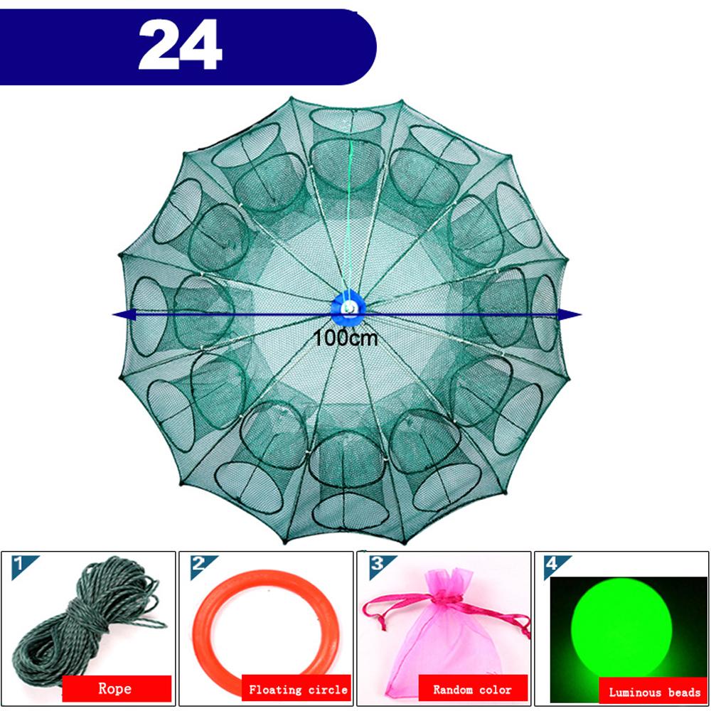 4-28 Holes Automatic Fishing Net Nylon Foldable Catch Fish Trap Nets For Fish Shrimp Minnows Crab Cast Mesh Fishing Network Tool