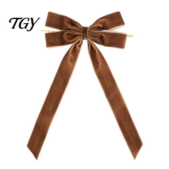 Wedding Room Ribbon Bows Velvet Bow Xmas Pendant, Christmas Tree Flannel Ornament, Elegant Holiday Home Accents Decorative Retro Style Hanging Pendant