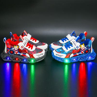 Baskets Dessin Animé Garçons Enfants Bébé LED Lumineuses Chaussures de Sport Enfants Hiver Maille Décontractées Chaussures Lumineuses