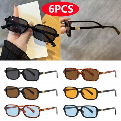 1/4pcs/6pcs Small Square Sunglasses Women Retro Minimalist UV400 Unisex Sunshade Glasses Fashion Eyewear
