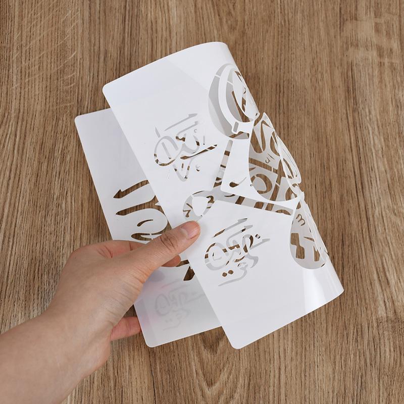 Islam Roteiro Árabe Estêncils DIY Pintura de Parede Scrapbook Relevo Álbum Papel Cartão Modelo Decoração Ramadan Eid Mubarak Bismillah