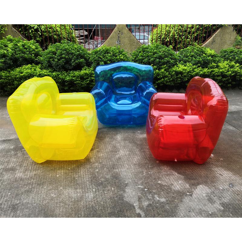 Divano gonfiabile in PVC trasparente rosso blu con schienale per campeggio all'aperto e tempo libero