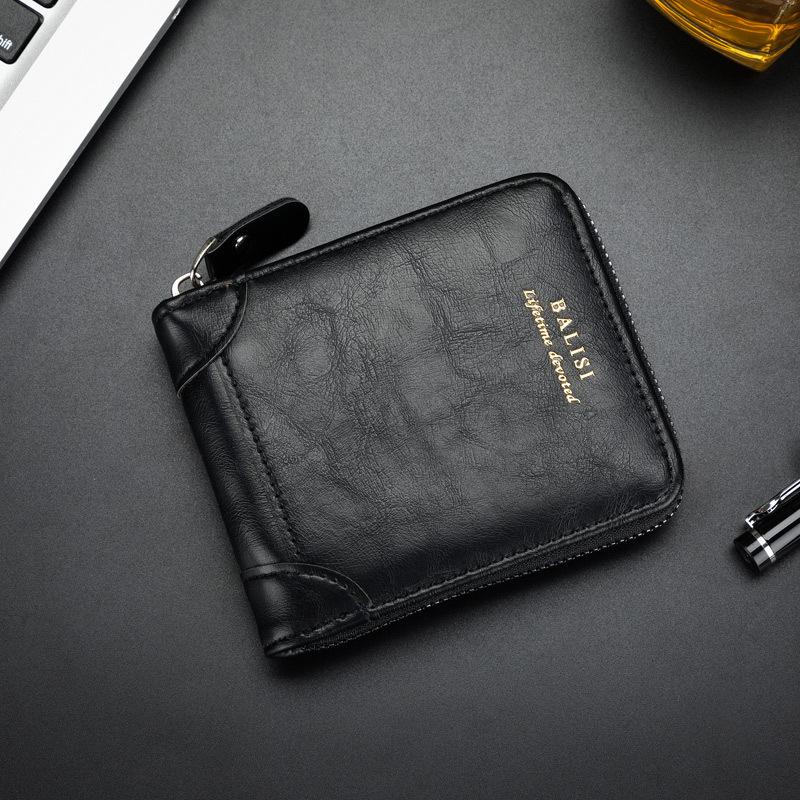 Leather bag Herenportemonnee Nieuwe PU-lederen rits Retro-stijl Korte portemonnees Herenkaarthouders Muntopslag Geldzak