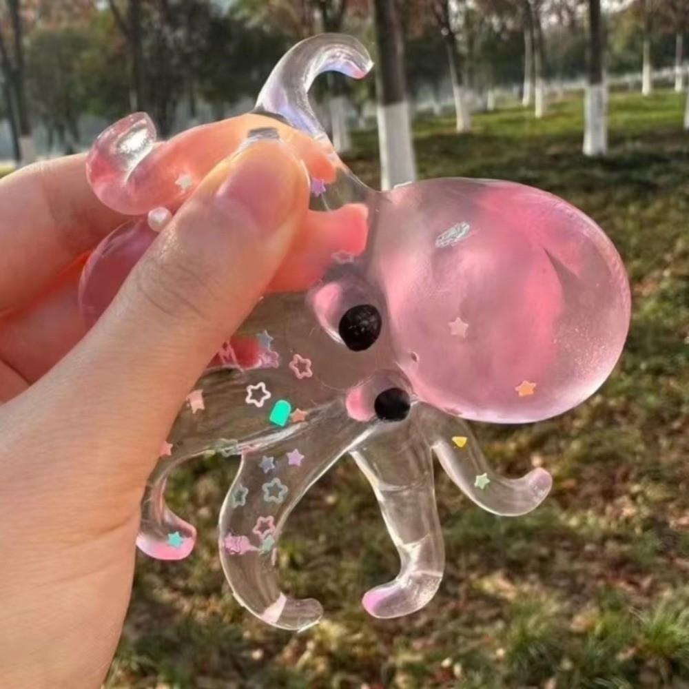 Sugar Filled Glitter Octopus Squishy Simulation Stress Relief Toy  For Stress Anxiety Relief