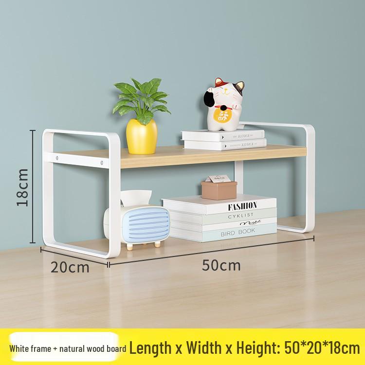 Dual-Layer Desktop Storage Rack & Office Organizer Bookshelf