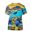 Men's Clothing 3D Print Funny Sea Tortoise T Shirts Casual Harajuku Outdoor Trend Round Neck Tee