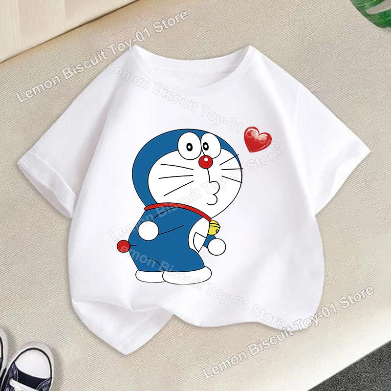 Doraemons Series Boys Girls Short Sleeve Top Summer Hot Cartoon T-shirt Cute Kids Base Clothes O-neck Funny Birthday Gift