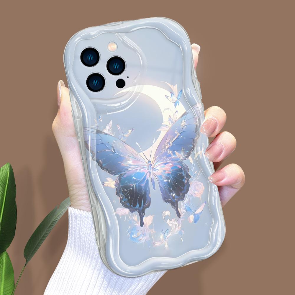 Cartoon Pattern Cream Texture Casing Wavy Edge Soft Silicone Cover Phone Case for IPhone Samsung Huawei Honor Xiaomi Redmi Infinix Tecno