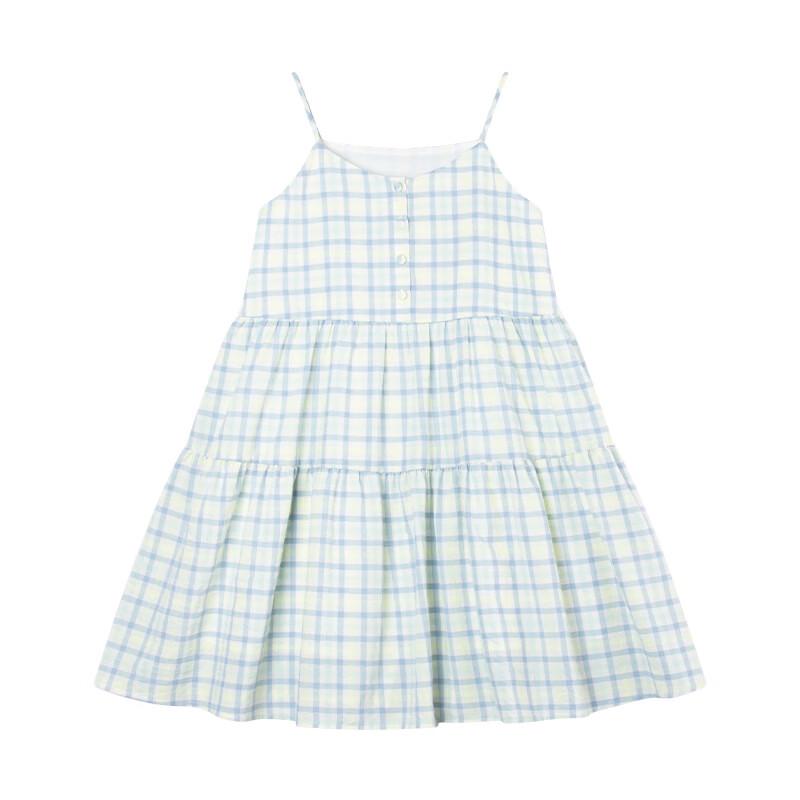 Mucmukn Girls' Plaid Bubble Cotton Sweet Suspender Dress