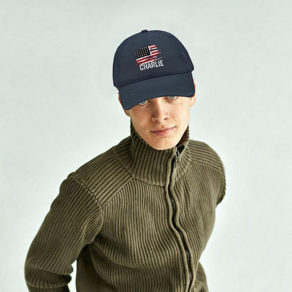 True Patriot Embroidered USA Flag Black Trucker Hat