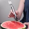 22/25cm Watermelon Cutter Slicer Tool Stainless Steel 2-In-1 Fruit Cutter Melon Cube Cutter Fork Gadget For Family Camping Party